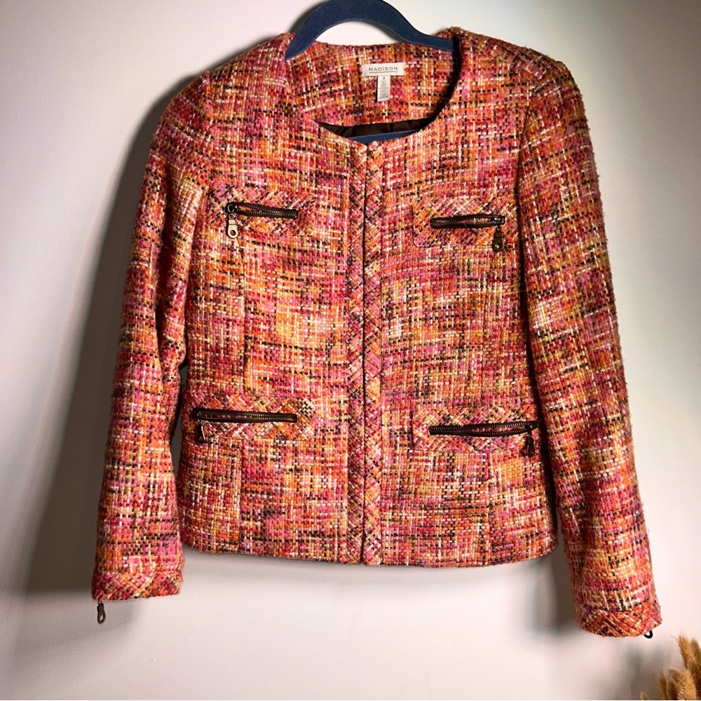 Madison Women's Multicolor Tweed Jacket.Hook & Eye Closure.Size 4